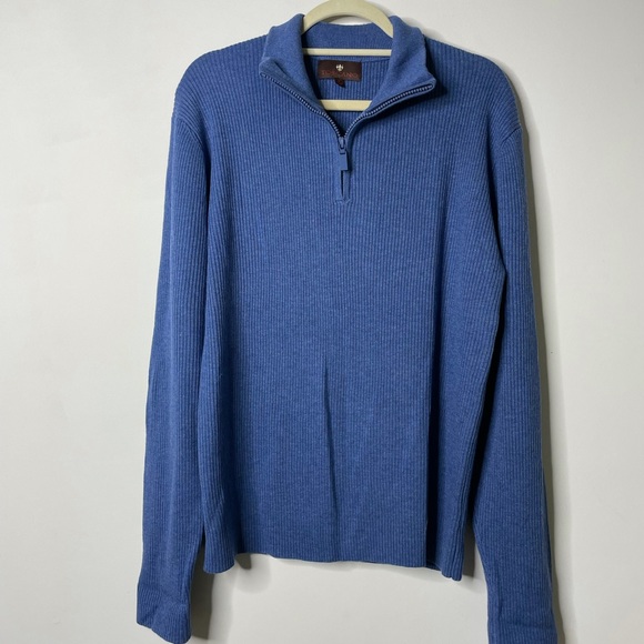 Toscano Blue 1/2 Zip Sweater Wool Blend Large - Picture 1 of 5
